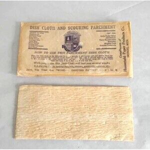 30s 40s Vintage NOS Dish Cloth, Scouring Parchment